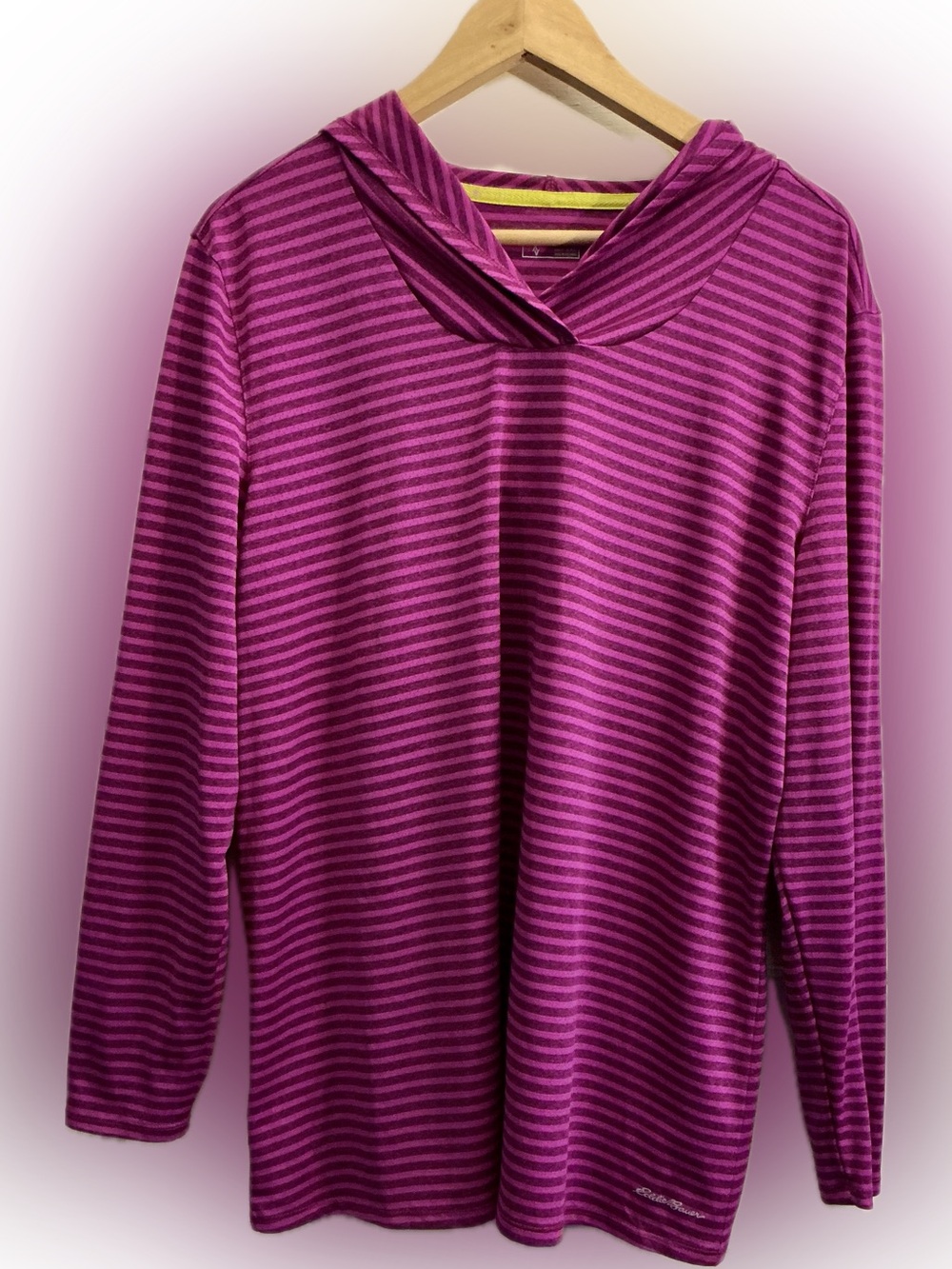 Eddie Bauer Women’s 2XL Pink Purple Striped Performance Hoodie Activewear